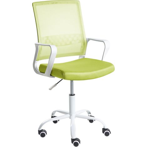 Silla de oficina moderna con altura ajustable giratoria tapizado de malla verde lima Ease