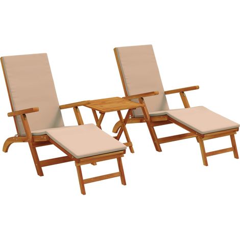 Maison Exclusive - Lettino prendisole reclinabile e pieghevole 3 pcs Tortora