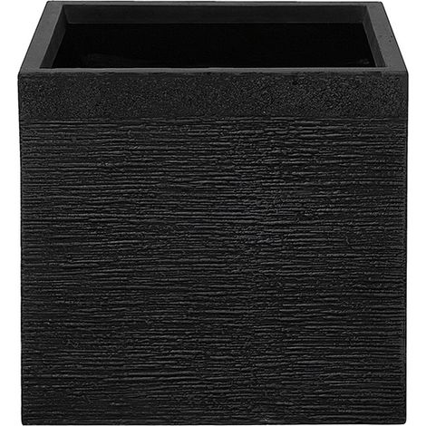 Maceta negra sólida de fibra de arcilla cuadrada 40 x 40 x 38 cm resistentes a los rayos UV Paros