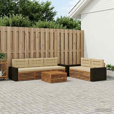 vidaXL Outdoor-Sofagarnitur 6 pcs Natur und Beige (1/5)