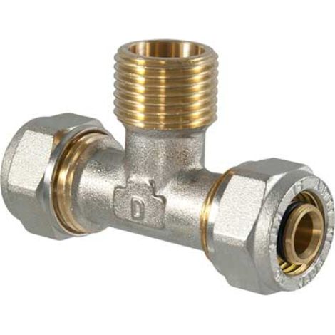 Raccordo a compressione a tee maschio 16 x 1/2 x 16 T.d.m.