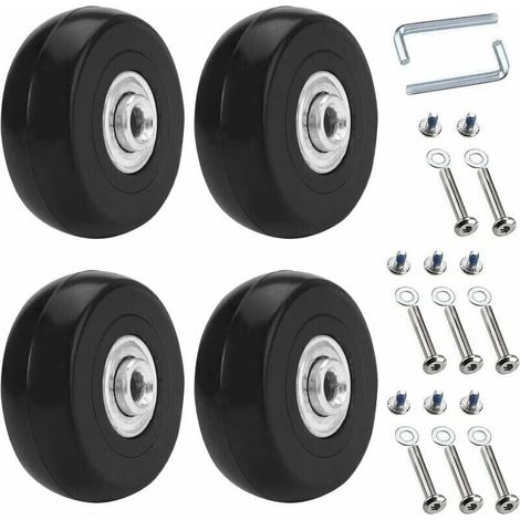 Pack of universal luggage wheels, 50 x 18 mm replacement luggage wheels, luggage wheels, suitcase set made of rubber and metal for luggage, trolleys, strollers (1/4)