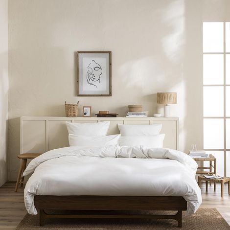 Housse de Couette Unie en Percale de Coton lavée, 260 x 240 cm, Blanc (1/5)