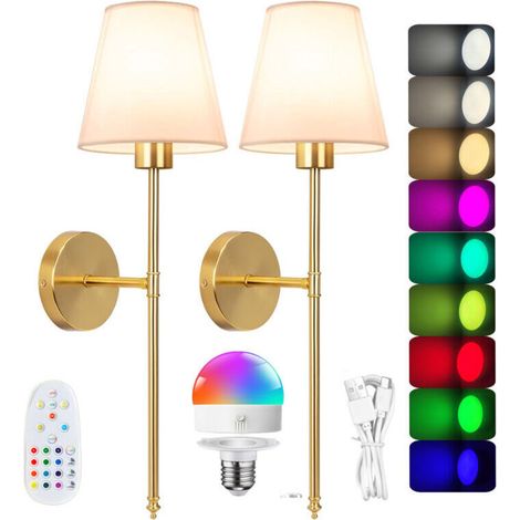 Stück wiederaufladbare kabellose RGB-LED-Wandleuchte mit 6000 mAh Akku und Fernbedienung, dimmbar