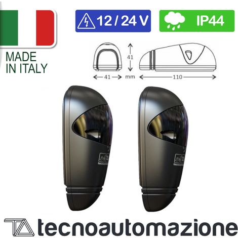 Coppia di fotocellule Eve ad infrarossi, 12/24V AC/DC, IP44, range 100 metri, colore nero - Tecno Automazione FTCFE5TN