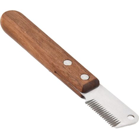 Trimmermesser – Für Linkshänder – 25-Zahn-Scherkopf aus Edelstahl – Ergonomischer Holzgriff – Für die Hundepflege (1/5)