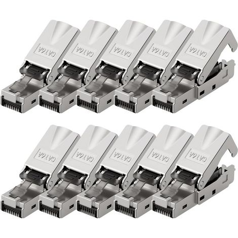 Connecteur étanche RJ45, 10pcs Connecteur de câble LAN Ethernet CAT6A/6 blindé, Femelle à femelleConnecteur RJ45 Sans Outil, AWG23-26, 500 Mhz 10 GBit/s (1/5)