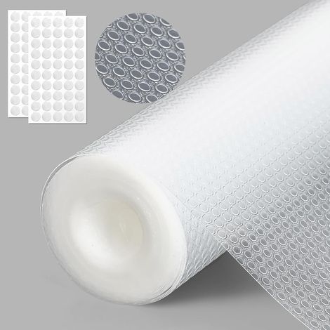 Revêtement de tiroir en EVA lavable pour tiroirs, réfrigérateurs, armoires et bureaux (avec 100 points adhésifs) - 30 x 700 cm - Blanc transparent (1/5)