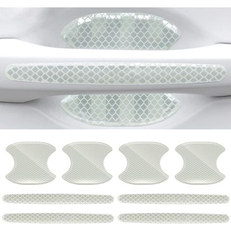8 piezas de película protectora 3D para manijas de puertas de automóviles, tiras reflectantes de seguridad para manijas de puertas de automóviles, película protectora contra arañazos para la pintura d