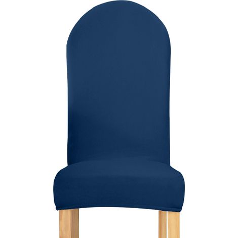 Stuhlbezug mit abgerundeter Rückenlehne, Marineblau, Samt