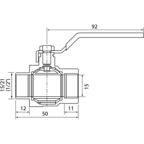 Vanne à sphère NF PN25 Passage Intégral ACS Poignée Verte M/F 1/2" (15/21) SOMATHERM