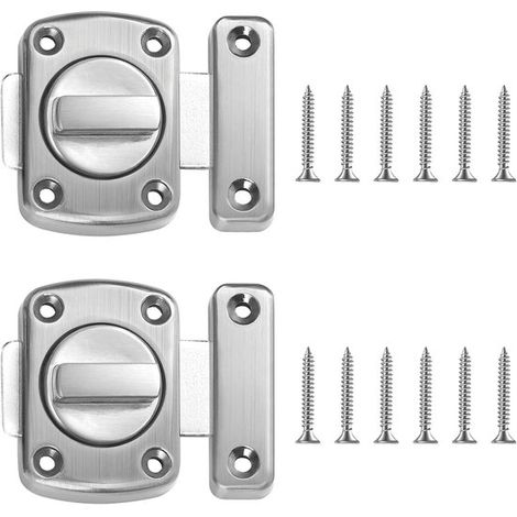 Verrou à plaque coulissante - Inclus vis - Serrures de sécurité - Verrou de porte - Serrure de porte de sécurité - Pour différentes portes - 2 pièces (1/5)