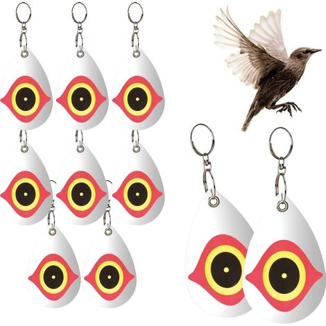 (10 pièces métal) 13,5 x 8,5 cm répulsif pour Pigeon, Corbeau, Moineau épouvantail Pendentif, Plastique, réfléchissant (1/5)