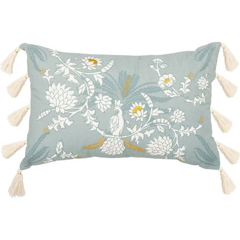 Cuscino ricamato wild verde celeste 58x38cm - Atmosphera créateur d'intérieur (1/5)