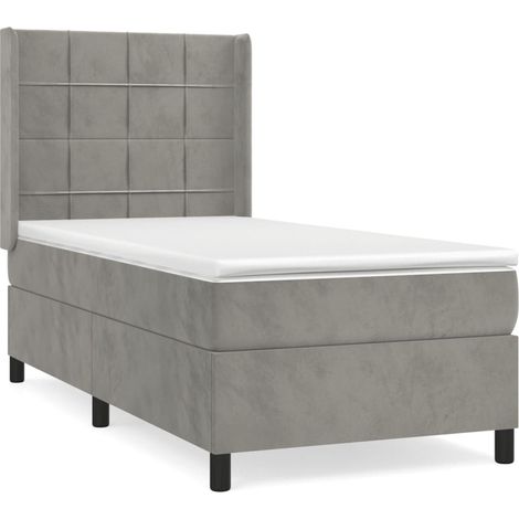 Maison Exclusive - Cama box spring con colchón terciopelo gris cl (1/5)