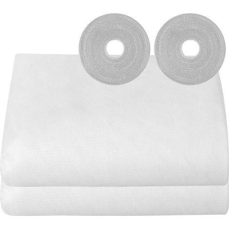 Moustiquaire Fenetre 2 Paquets 150x200cm Toile Moustiquaire pour Fenêtre Adhesif Ajustable Filet écran Insecte (Blanche).. (1/4)