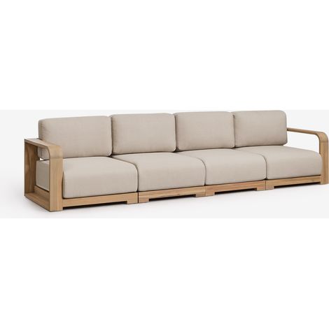 Divano modulare da giardino a 4 pezzi con braccioli in legno di acacia Brivori SKLUM (1/5)