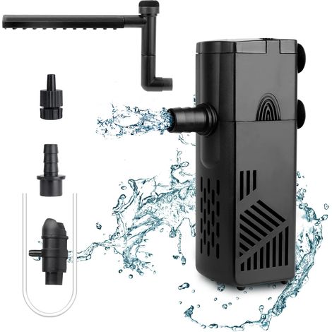 Filtro interno para acuario, 220 l/h, filtro interno, flujo de agua ajustable, sumergible, 3 W, filtro para acuario de bajo flujo de agua para acuarios de hasta tortugas, apto para 20-40 l (1/5)