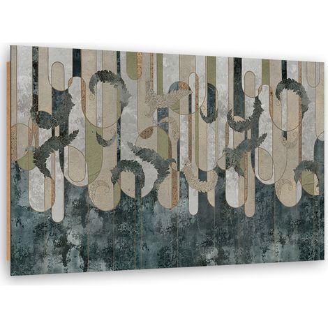 Quadro deco panel, Astrazione delle piante nei colori della terra - 100x70 (1/5)