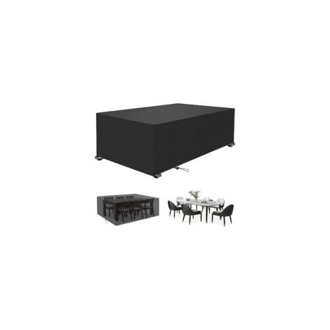 Telo di copertura rettangolare nero impermeabile 242x162x100 cm per mobili da giardino - Resistente all'umidità e ai raggi UV - Protegge i tuoi mobili da giardino - Crezuo (1/4)
