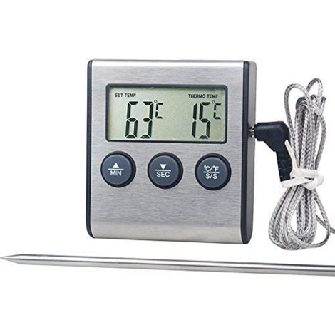 Thermomètre de Cuisson des Aliments 0250°C avec Minuterie d'Alarme - Jauge de Température pour Cuisine BBQ (1/4)