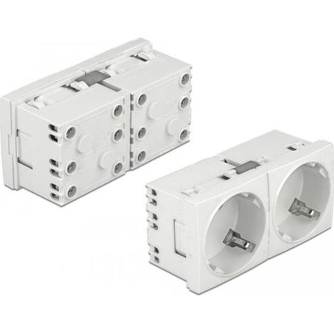DELOCK PRISE EASY 45 AVEC MISE À LA TERRE AVEC UNE DISPOSITION DE 45° 2 VOIES EXTENSIBLE 45 X 45 MM MARQUE 81426