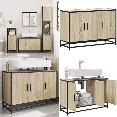 vidaXL Armoire de lavabo de salle de bain chêne sonoma 90x33x60 cm (1/5)