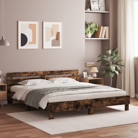 Bed Frame  Smoked Oak  Engineered wood  Super King  Bed Frame vidaXL (1/5)