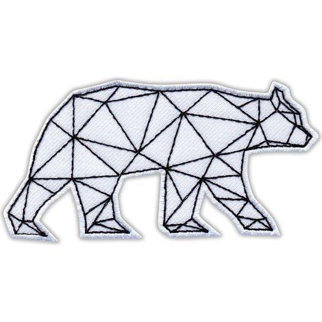 Aufnäher mit Bärenmotiv (geometrisch) – Selbstklebende Rückseite – Gestickter Aufnäher/Abzeichen/Emblem