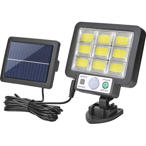(A) Projecteur solaire LED extérieur avec télécommande, étanche, compatible avec jardin, rue, aménagement paysager, projecteur mural solaire. (1/5)