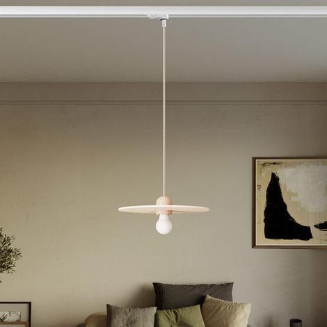 Creative Cables – Holzschienenleuchte mit Textilkabel und UFO-Lampenschirm – Leuchtmittel nicht enthalten (1/4)