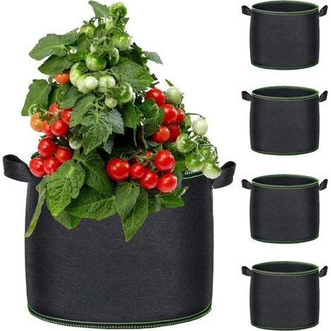 Lot de 5PCS Sac de Plantation 20L Sac à Plantes avec Poignées Sac Pomme de Terre Sac Géotextile 5 Gallons Sacs de Culture Non Tissé Pots de Jardin pour Plantes,Fleurs, Fraises Grow Bag (1/5)