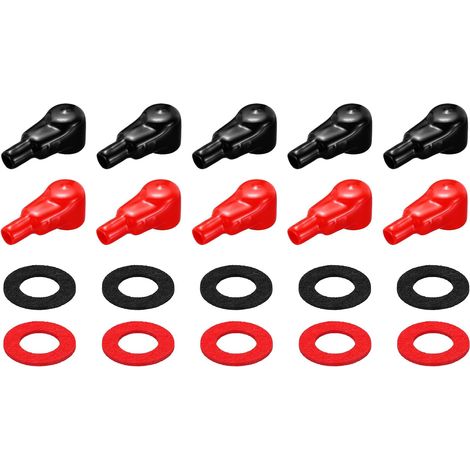 Couvercle De Borne De Batterie, 10 Pcs Protège Pour Camion Avec Rondelles Noir Rouge L11-25-65mm Pour Car Accessories Truck Marine Boat (1/5)