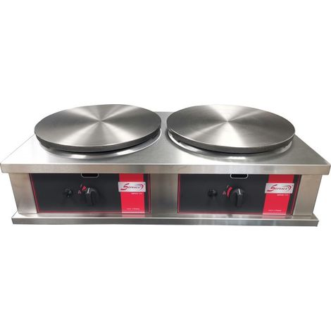 Crêpière Double Gaz Professionnelle à Usage Intensif - 2 x Ø 400 mm - Sofraca