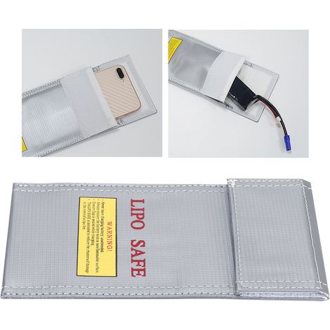 Sac de protection ignifuge anti-explosion pour batteries lithium-ion 10x20cm
