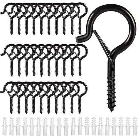 Crochet a visser vis inox a piton à crochet, Crochets à visser, Crochets de plafond en métal extérieur(30pcs) (1/4)