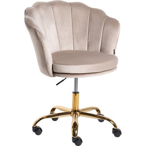 Silla de oficina de terciopelo base giratoria dorada gris pardo Monticello (1/5)