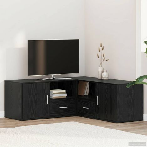 vidaXL Mobile angolare con cassetto Rovere Nero 200 x 40 x 45 cm