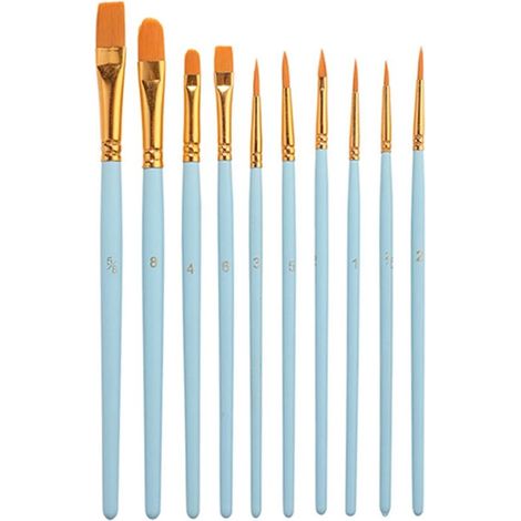 Ensemble de 10 pinceaux acryliques - Pinceaux d'artiste en nylon - Pour acrylique, huile, aquarelle et gouache (1/5)