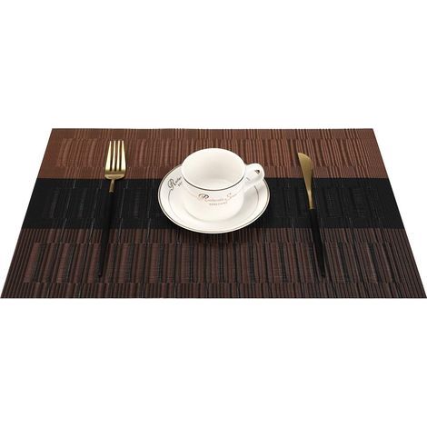 Set mit 6 abwaschbaren PVC-Tischsets, rutschfest, hitzebeständig, leicht zu reinigen und zu verstauen, 45 cm x 30 cm (1/5)