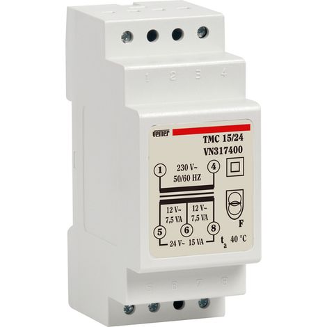 Trasformatore di sicurezza tmc 15/24 con doppio isolamento vemer vn317400 (1/5)