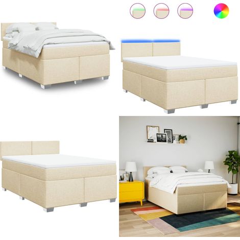 vidaXL Boxspringbett mit Matratze Creme 160x200 cm Stoff (1/5)