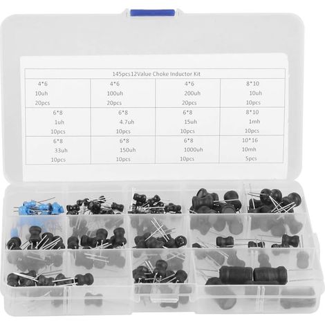 Inductance - 10 µH à 10 mH - 12 valeurs - Kit de 145 pièces pour circuits de filtrage basse et haute fréquence (1/5)