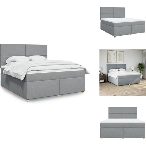 Sommier à lattes de lit avec matelas Gris clair 180x200cm Tissu - Sommier À Lattes De Lit - Sommiers À Lattes De Lit - Lit - Meuble De Chambre À Coucher (1/5)