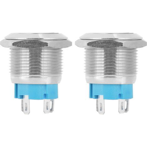 Stück 4-polige automatische Rückstell-Drucktaster, gelb, flach, mit Kontrollleuchte, DC 12V-24V, IP65 (1/5)