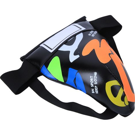 BN FIGHT Graffiti Jockstrap pour enfants, protège-aine, équipement de protection pour l'entraînement à la boxe, au sanda et au taekwondo, noir