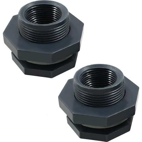 Raccord de traversée de paroi en PVC de 1 pouce, connecteur robuste pour réservoir d'eau pour aquariums, récupérateurs d'eau de pluie et bassins, lot de 2 (1/5)