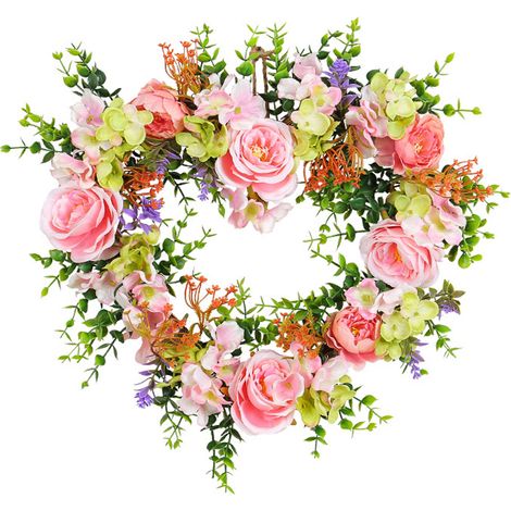 Valentinstag-Liebesgirlande, Frühlings- und Sommerkranz, herzförmiger Girlandenkranz, künstlicher Frühlingskranz für Wanddekoration, Hochzeit, Party, Heimdekoration (1/2)