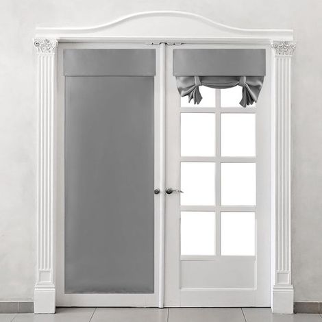 Tenda per porta - Soggiorno e camera da letto, antivento, termoisolante, non richiede foratura, 66x173 cm, grigia, 2 pezzi (1/5)