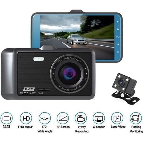 A60 voiture 4 pouces IPS écran HD 1080P 170 degrés grand Angle double caméra ADAS enregistreur de conduite (1/5)